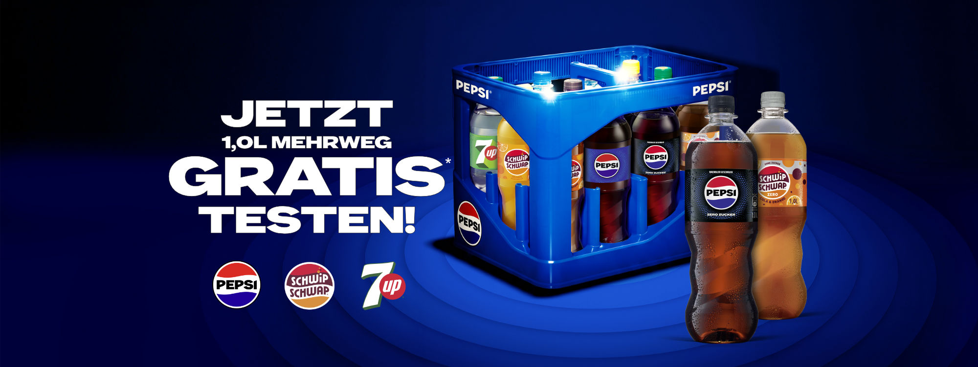 Pepsi, Schwip Schwap und 7UP: Kaufpreis einer 1-L-Mehrwegflasche zurück, bis zu zwei Teilnahmen