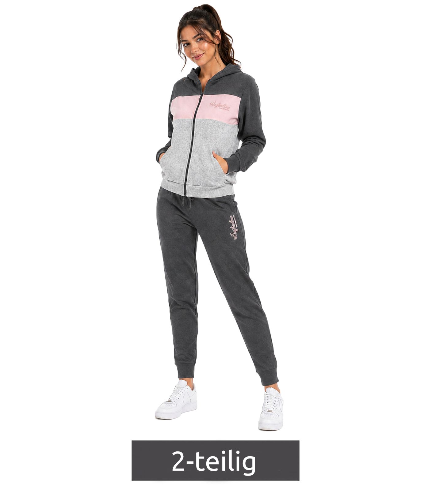 Australian Damen Lounge-Wear-Set AF42 Anthrazit/Rosa