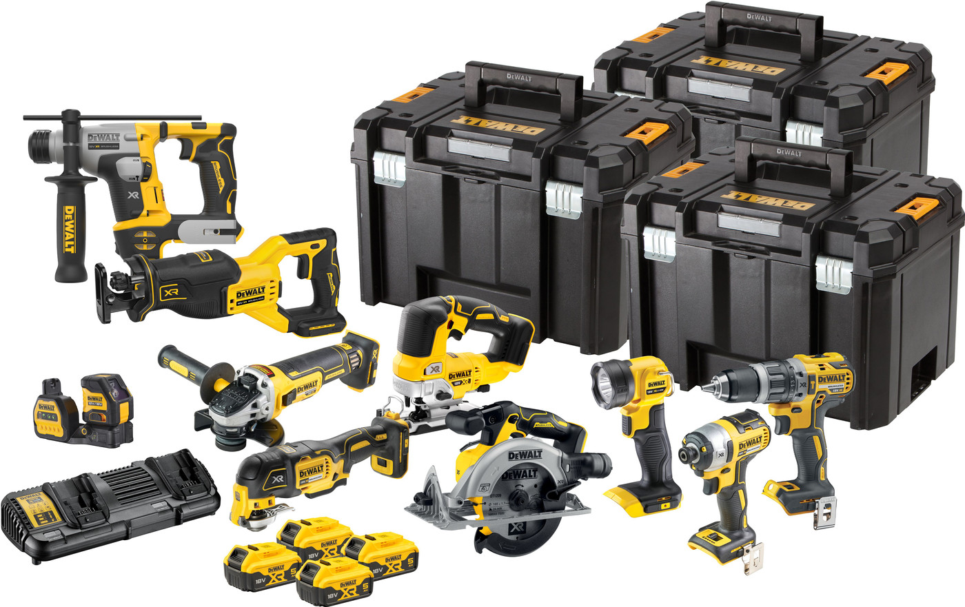 DeWalt DCK1012P4T-QW 十件 XR 18V 工具套装与电池及 TSTAK 工具箱