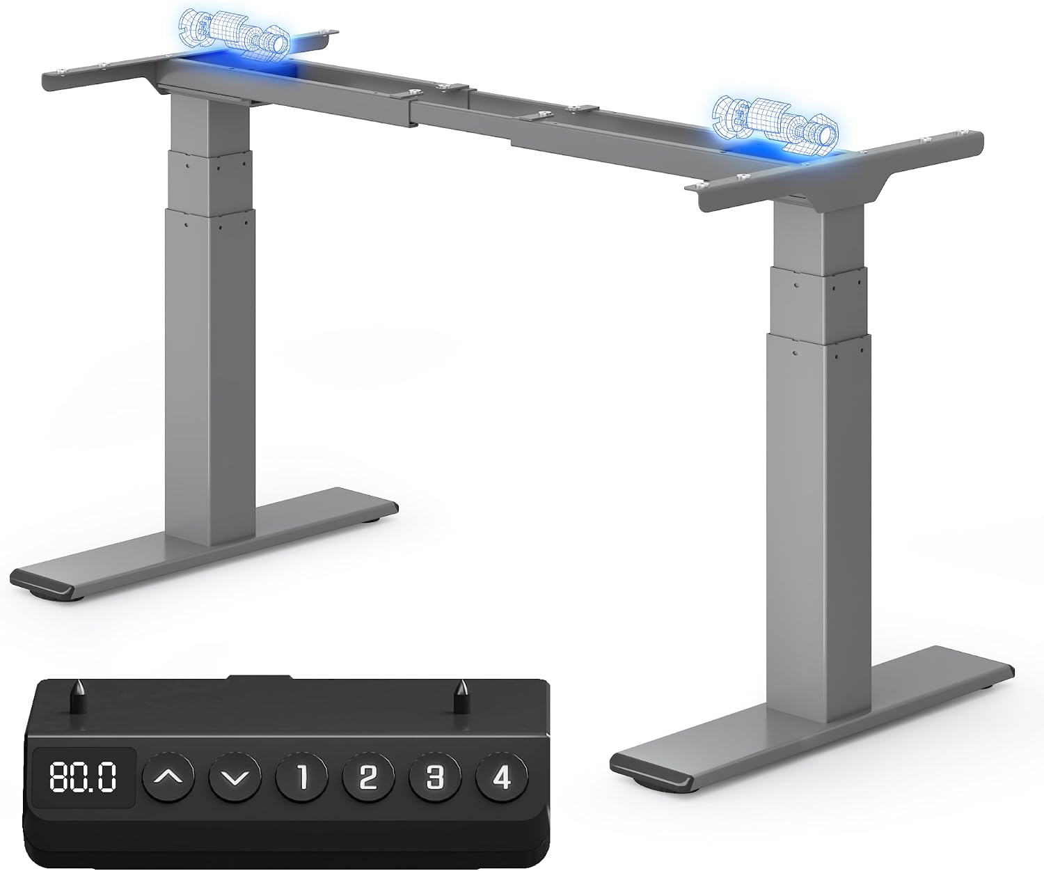 Graues höhenverstellbares FLEXISPOT E6 Premium Tischgestell