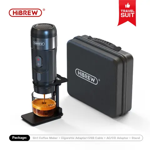HiBREW H4A tragbare Kaffeemaschine im schwarzen Set