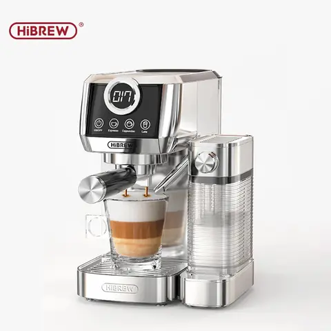 带奶盒的 HiBREW H13A 半自动咖啡机