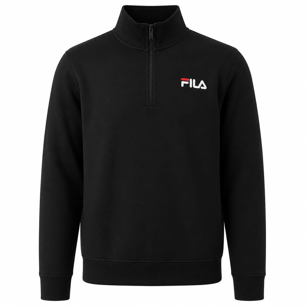 FILA Adam 黑色复古四分之一拉链卫衣