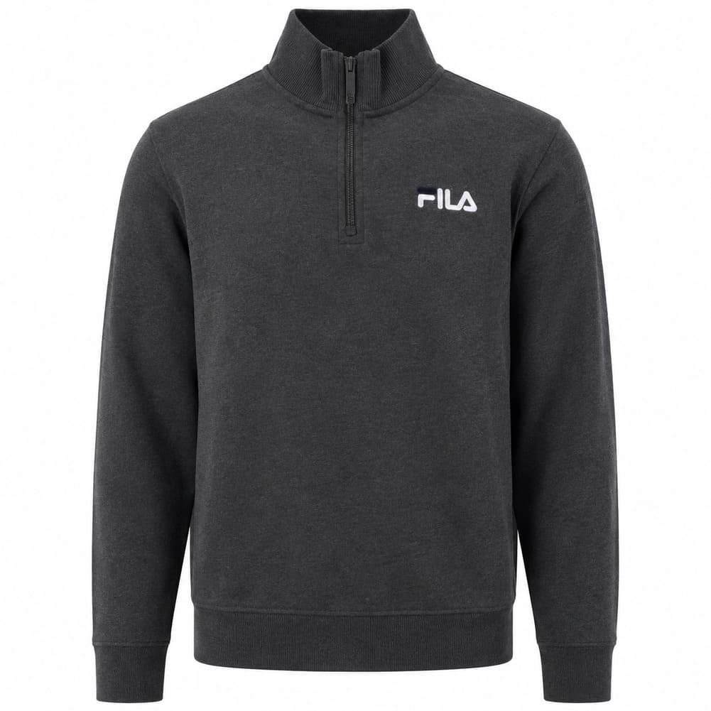 FILA Adam 炭灰色复古四分之一拉链卫衣