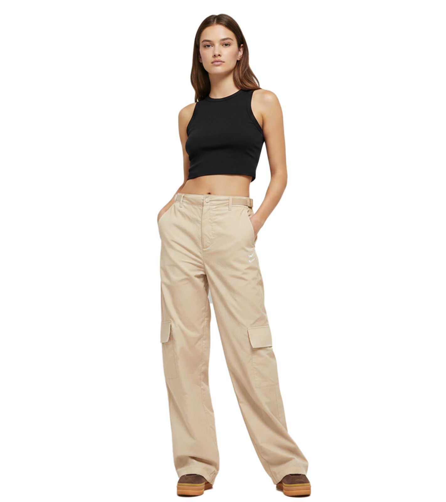 Beige Adidas-Damen-Cargohose JF6531