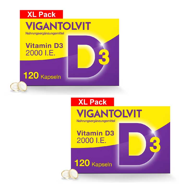 VIGANTOLVIT 2.000 I.E. Vitamin D3 Doppelpack 2X120 St Weichkapseln