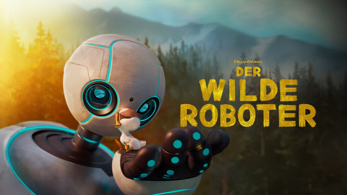 Offizielles Der-wilde-Roboter-Filmbild mit Roz und einer jungen Gans