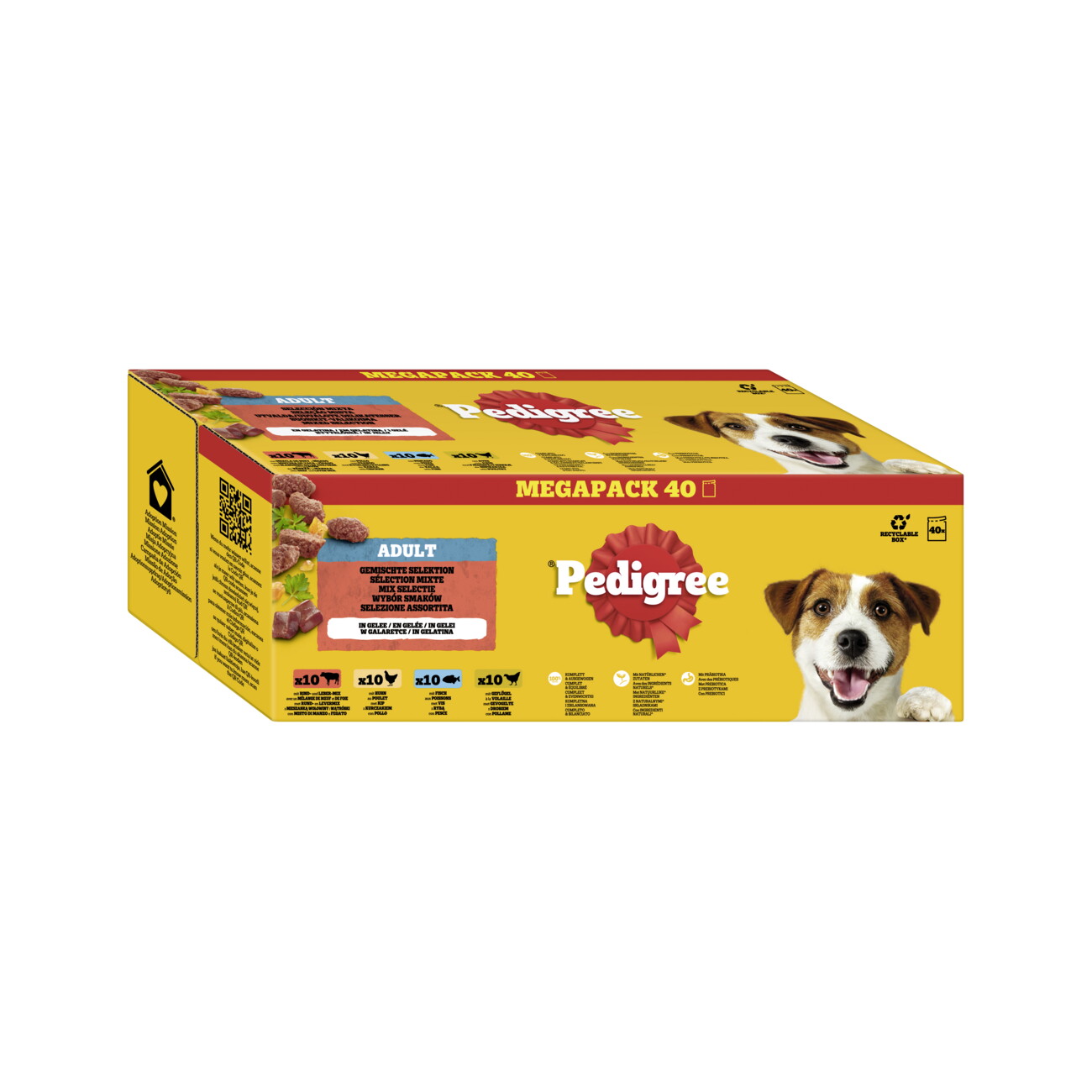 Pedigree Nassfutter Hund Adult, Multipack, Gemischte-Selektion, in Gelee 40x100 g
