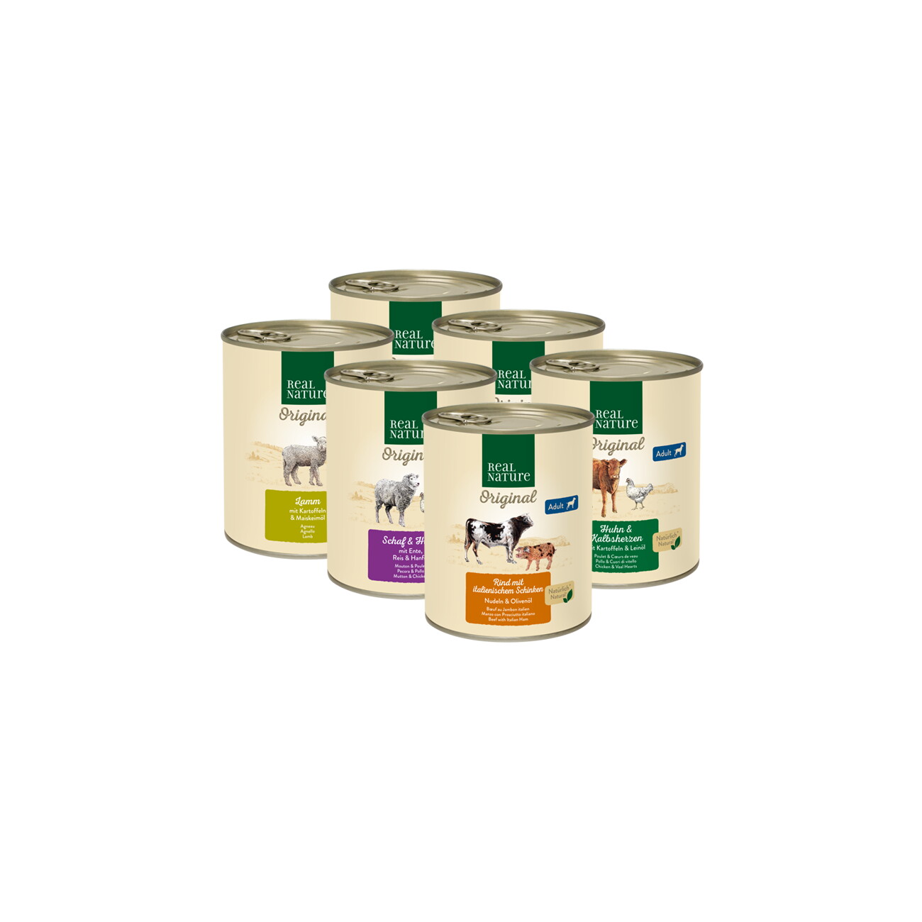 REAL NATURE Nassfutter Hund, Adult 6x800 g Mixpaket 2