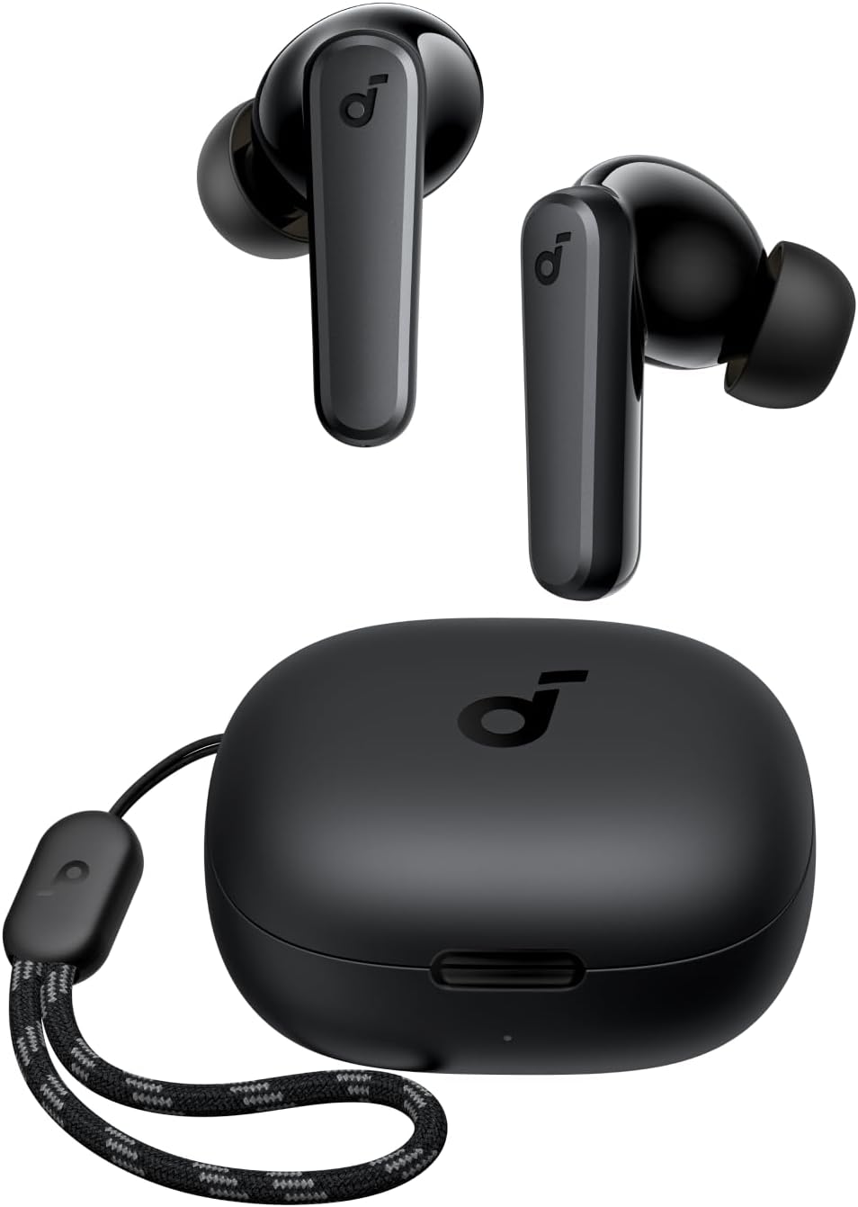 黑色 soundcore P20i 耳机与充电盒