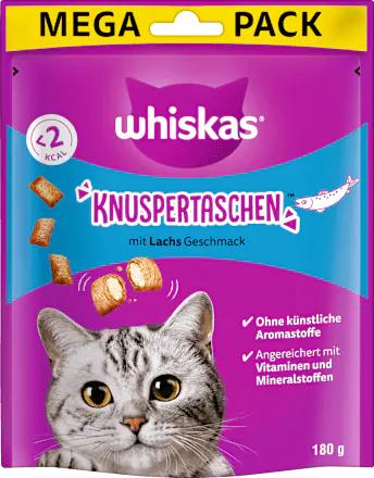 Whiskas Knuspertaschen mit Lachs 3,65 EUR mit bis zu 5 EUR Geld-zurück-Aktion bei dm