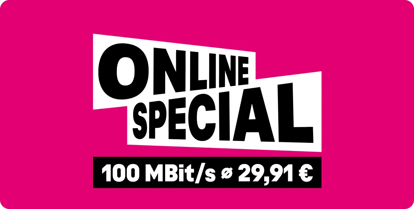 Telekom MagentaZuhause L 100M 宽带平均 29,91 EUR/月，来自 Magenta Fan-Deals
