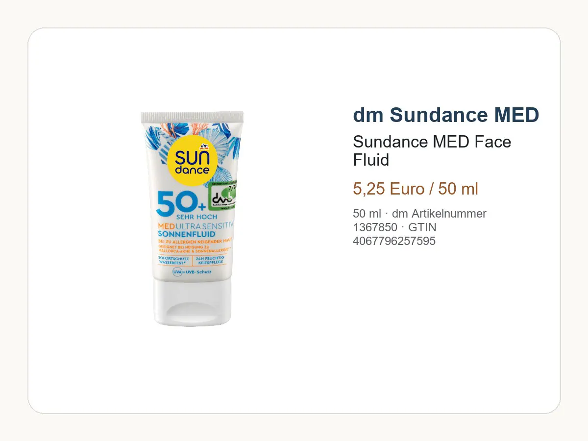 SUNDANCE Sonnenfluid Gesicht MED ultra sensitiv LSF 50+ Produktbild