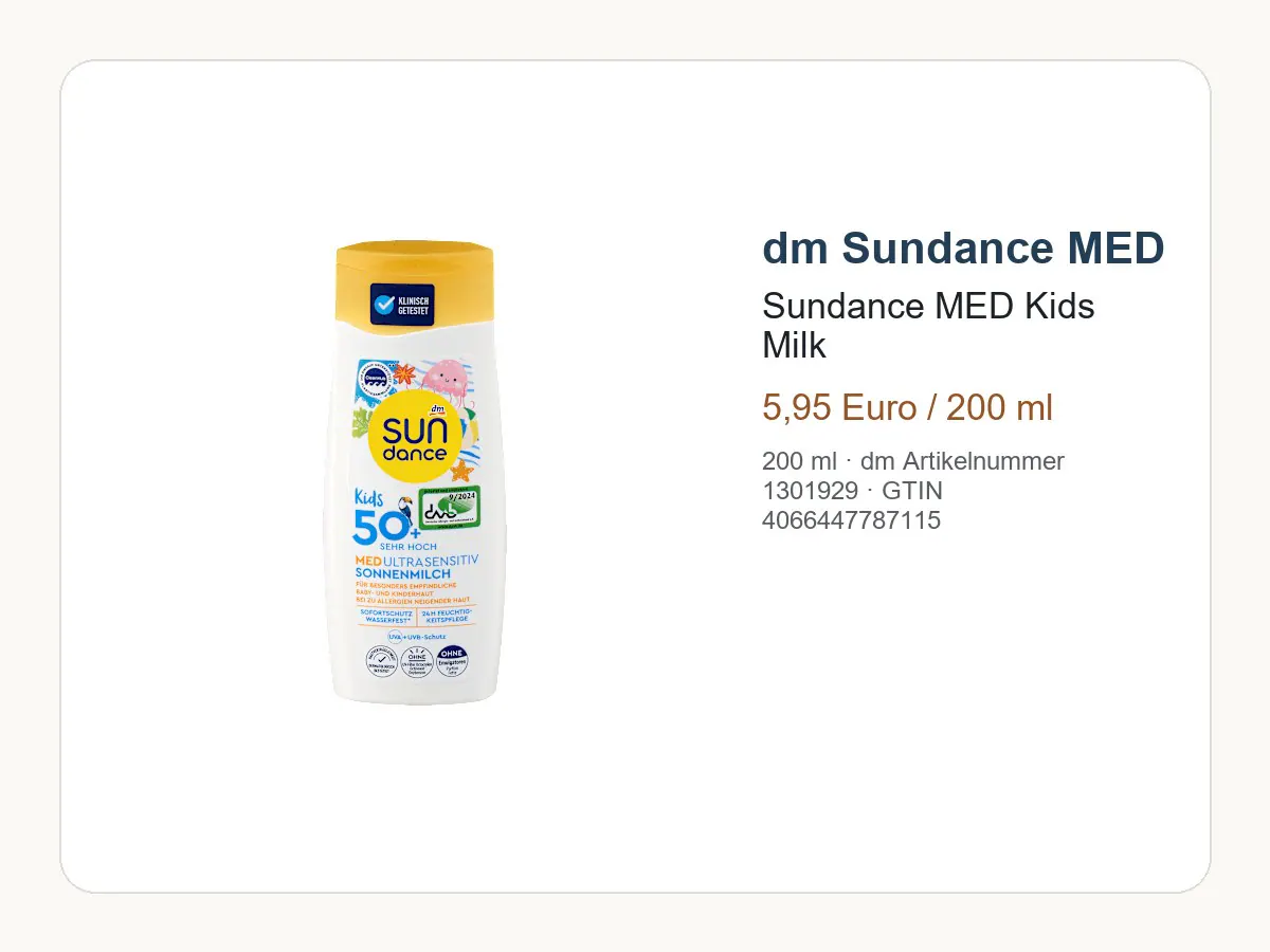 SUNDANCE Sonnenmilch Kids MED ultra sensitiv LSF 50+ Produktbild